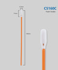 Long Reach Cleanroom Foam Swabs 6.3 Inch Round Head Orange 100 Pack Foam Sponge Cleaning Swabs on Polypropylene Shaft for versatility