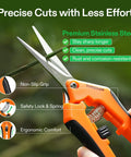 6.5 Inch Gardening Scissors Hand Pruner Pruning Shear With Straight Stainless Steel Blades Orange 1 Pack, ergonomic grip in use