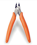 Micro Wire Cutter Pliers Precision Flush Cutter For Jewelry Making 5 Inch with orange handles, front view.