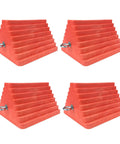 Premium 4 Pack Heavy Duty Wheel Chocks With Eyebolt For Travel Trailers Campers Trucks Cars And ATVs All Weather Durable Rubber Block And Polyfoam Construction Orange