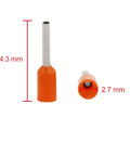 Orange AWG 22 Insulated Copper Crimp Ferrule Pins For Wire Terminals 200 Pack Tube Type 14mm Length E0508 Pro Grade