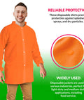 Orange Disposable Lab Jackets For Adults Large Pack Of 30 Pro Grade Polypropylene Medical Coats With Elastic Wrists Snap Front And Collar
