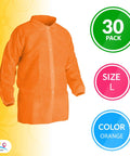 Orange Disposable Lab Jackets For Adults Large Pack Of 30 Pro Grade Polypropylene Medical Coats With Elastic Wrists