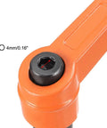 Close-up of Set of 3 M8 Adjustable Clamping Lever Push Button Ratchet Handles with Female Threaded Studs, showing hex socket.