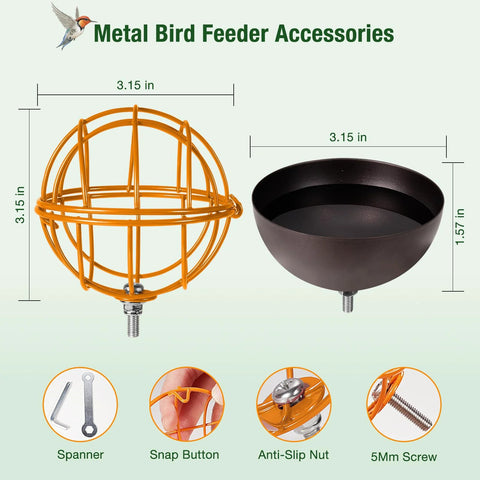 Metal Two In One Suet Ball Holder And Water Bowl For Birds For Outdoor Use Compatible With Most Outdoor Smart Feeders