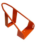 Deluxe One Size Fits All Orange And Black Motorcycle Wheel Chock With Quick Disconnect Mounting Plate And Built In Front Tire Tie Down