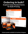 Bulk packaging for Orange Nitrile Industrial Gloves 8 Mil Latex Free Raised Diamond Texture XXL shown in boxes.