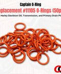 Orange O Ring Replacement For Oil Drain Plugs Number 11105, 50 Pack, displayed on a white background