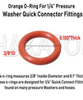 Pressure Washer O Ring Seal Kit 100 Pack For Quick Connect Fittings Includes 50 Orange O Rings For One Quarter Inch Connectors