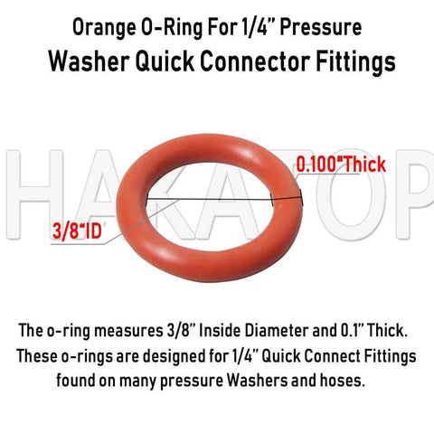 Pressure Washer O Ring Seal Kit 100 Pack For Quick Connect Fittings Includes 50 Orange O Rings For One Quarter Inch Connectors