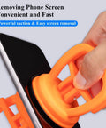 Two Pack Glass Vacuum Suction Cups Lifter Dent Puller Tool in use removing phone screen with power grip and durable rubber chassis
