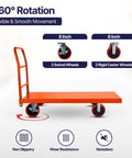 Orange ✝️ Platform Cart Industrial Dolly Cart 3300LB Heavy Duty 60” x 30” Platform Hand Truck with 8'' swivel and caster wheels