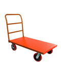 ✝️ Platform Cart Industrial Dolly Cart 3300LB Heavy Duty 60” x 30” Platform Hand Truck Push Cart Super Heavy Duty Diamond Plate Commercial Flatbed Cart 8'' Moving Swivel Wheels (Orange), front view
