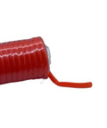 Close-up of orange 12 Meter Pneumatic PU 6x4mm Telescopic Spiral Hose for air compressors, flexible for air, water, oil use.