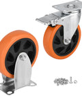 Five Inch Caster Wheels Set Of Four With Two Swivel Casters With Brakes And Two Rigid Casters For Flexible Mobility 360 Degree Rotating