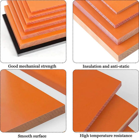 Bakelite Phenolic Resin Flat Plate Sheet For Easy Machining And Dope Insulation 300 x 500 mm Thickness 5 mm Orange Red Insulating Board