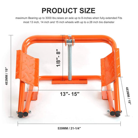 Yellow RV Leveler For Trailers And Campers With Ratchet Wrench Lightweight Tire Leveling System For 12 Inch Wheels side view