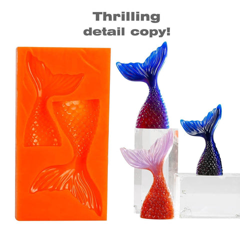 Silicone Mold Making Kit For Resin Soap And Candle Casting with mermaid tail silicone mold and cast pieces