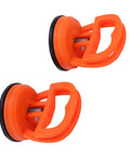 Two Pack Glass Sucker Vacuum Lifters For Home Use, orange handheld suction cups for lifting glass, tiles, screens, close-up view