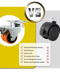 Comparison of Two Wheel Casters Set Of Four Heavy Duty 2 Inch Orange TPE With Brake vs regular black caster features