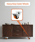 Two Wheel Casters Set Of Four Heavy Duty 2 Inch Orange TPE With Brake Double Wheel Swivel Plate Locking Castor Wheels
