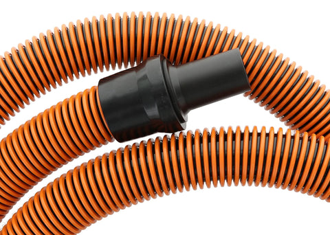 Expand your vacuum’s reach with this 7 piece auto detailing hose kit for 1 1/4 inch hoses, close-up of a 10 ft dual layer hose