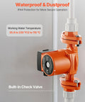 Cast Iron Circulator Pump For Home Water Heating 17 GPM 120V AC 1 Inch Flange 3 Speed Settings Quiet Operation Workhorse For Hot Water Recirculation In Residential Systems By VEVOR, side view showing waterproof feature and installed pipes.