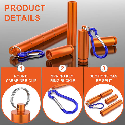 3 Pcs Electrode Rod Storage Tube, Ybenlld Welding Rod Holder, Portable Aluminum Container, Orange with carabiner clips and split sections