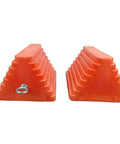Heavy Duty Orange Wheel Chocks 2 Pack With Eyebolt For Travel Trailer 10 Inch Long 8 Inch Wide 5.7 Inch High Durable Structural Foam Chocks