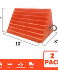 Heavy Duty Orange Wheel Chocks 2 Pack With Eyebolt For Travel Trailer 10 Inch Long 8 Inch Wide 5.7 Inch High Durable Structural Foam Chocks For Safe Parking