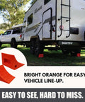 Heavy Duty Wheel Chocks Two Pack That Prevents Movement On Slopes For Boat Trailers RVs Trucks And Campers All Weather Non Slip Solid Rubber With Orange Color By SecurityMan in use with RV
