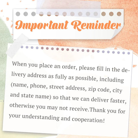 Note with 'Important Reminder' about filling in delivery details for order processing.