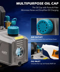 Pro Grade HVAC Vacuum Pump For Auto And Home Use, 3.5 CFM, 1/4 HP Single Stage, Oil Included, features multipurpose oil cap