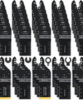 Oscillating Saw Blades 55 Piece Titanium Universal Set for wood plastic metal with quick release, displayed in rows