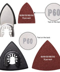 Oscillating Tool Sanding Pads Kit With Triangle And Finger Pads 100 Pcs Grit Set showing triangle and finger pad with grit labels