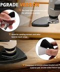 Oscillating Tool Sanding Pads Kit With Triangle And Finger Pads 100 Pcs Grit Set shown with triangle holder in use