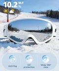 OTG Kids Ski Goggles For Boys And Girls Anti Fog Snowboard Goggles Youth on snow, wide 180° view lens with UV protection