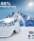 OTG Ski Goggles With Double Lens Anti Fog Ventilation And UV Protection For All in snowy mountain scene