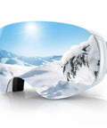 Ski Goggles OTG For Men And Women Interchangeable Magnetic Lenses UV Protection with snowy mountain reflection