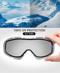 OTG Ski Goggles Over Glasses For Men Women Youth Anti Fog UV Protection Lens showcased against snowy mountains