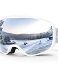 OTG Ski Goggles For Men Women Wide Vision Anti Fog UV Protection with snow landscape reflection