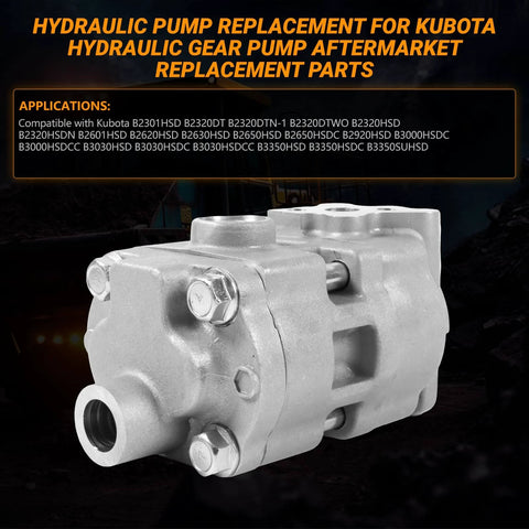 Otobaijeni Hydraulic Pump 6C200-37300 6C200-37303 B2630HSD B3030HSD Compatible with Kubota, silver aftermarket gear pump