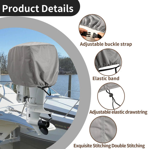Heavy Duty Waterproof Outboard Motor Cover Fits 115 To 225 HP Engines 600D Oxford Cloth With PU Coating on boat motor