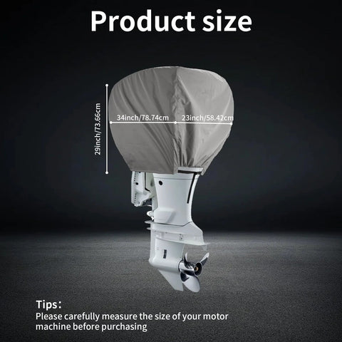 Heavy Duty Waterproof Outboard Motor Cover Fits 115 To 225 HP Engines 600D Oxford Cloth With PU Coating size guide