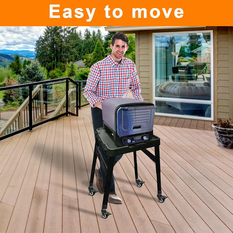 Person moving grill with Heavy Duty Caster Wheel Kit With 360 Degree Swivel And Brake For Outdoor Ninja Stand XSKUNSTAND