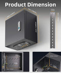 Weatherproof Outdoor Electrical Box 9.8 By 9.8 By 5.9 Inches Lockable Junction Enclosure with Din Rail Mount shown with dimensions.