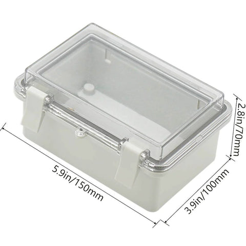 Outdoor ABS Plastic Electrical Junction Box IP65 Weatherproof Enclosure With Clear Hinged Cover And 2 Cable Glands 5.91 By 3.94 By 2.76 Inches