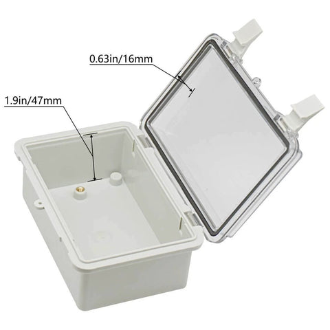 Outdoor ABS Plastic Electrical Junction Box IP65 Weatherproof Enclosure With Clear Hinged Cover And 2 Cable Glands open view