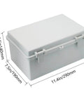 Outdoor Electrical Enclosure Box IP67 Weatherproof Junction Box ABS Plastic Grey With 2 Cable Glands Hinged Cover 11.4 By 7.5 By 5.5 Inches