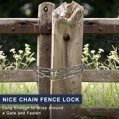 2 Pack Outdoor Fence Gate Chains, 5/32 x 36 Inch Mental Chain Fence Lock with Spring Hooks Easy to Open and Close on wooden gate